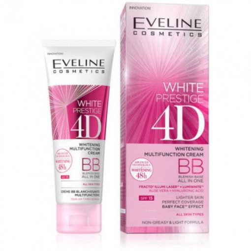BB cream pentru toate tipurile de ten, SPF 15 White Prestige 4D Eveline Cosmetics 50 ml