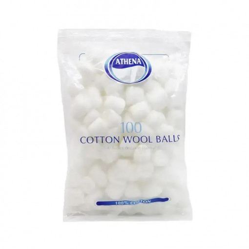 Bile albe de vata din bumbac Athena Beaute Cotton Wool Balls 100 buc