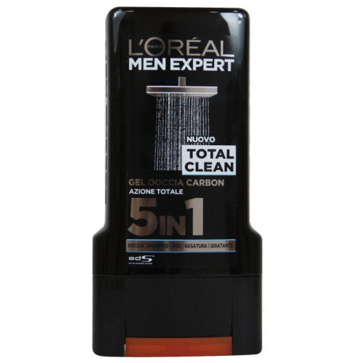 Gel de dus L'Oreal Men Expert Total Clean Gel Doccia Carbon Azione Totale 5in1 300 ml