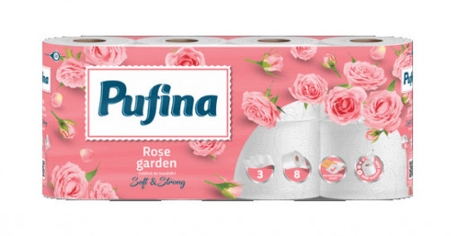 Hartie igienica Pufina Lux Gradina de trandafiri 8 role 3 straturi