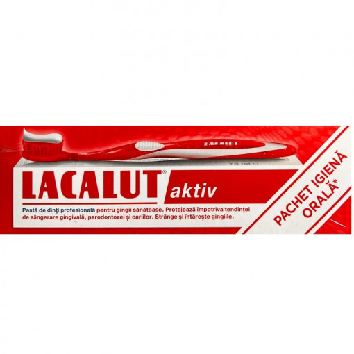Pasta de dinti Lacalut Aktiv 75 ml + periuta de dinti Lacalut