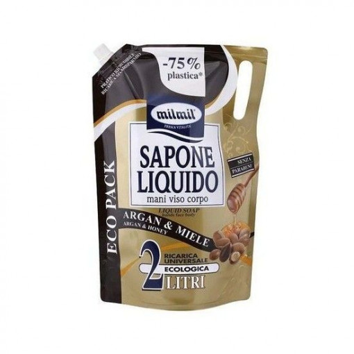 Rezerva sapun lichid maini, fata si corp Mil Mil Argan & Miele 2l