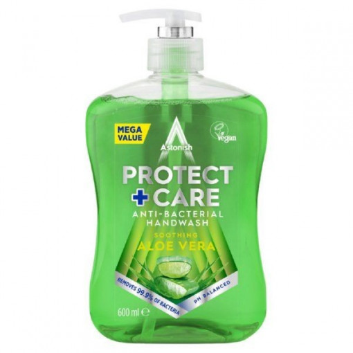 Sapun lichid antibacterian cu pompa Astonish Protect + Care Aloe Vera 650 ml