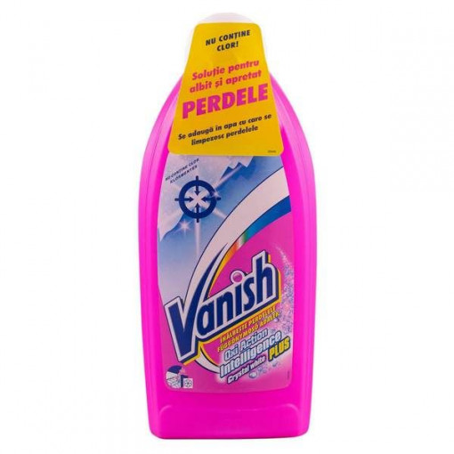 Solutie pentru albit si apretat perdelele, Vanish Oxy Action Crystal White Plus 500ml