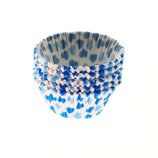 Forme briose hartie 25 buc, 7 cm buline, bleu