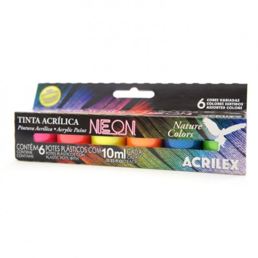 Guase Acrilica efect flourescent 6 culori Acrilex x10ml