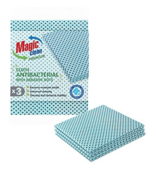 Lavete antibacteriale cu buline abrazive Magic Clean Premium 3 buc/set