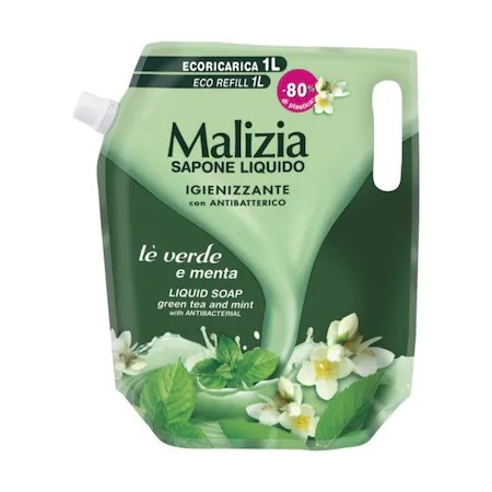 Rezerva sapun lichid antibacterian Malizia Green Tee & Mint 1l