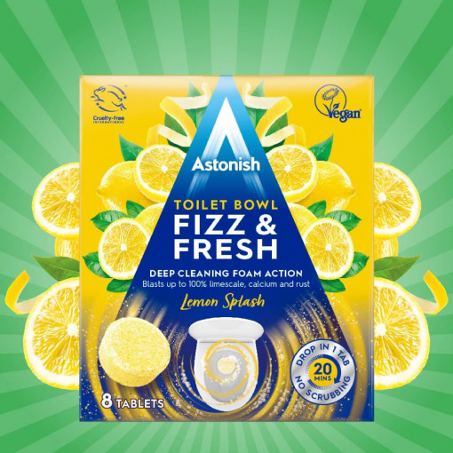 Tablete curatare vas toaleta Astonish Toilet Bowl Fizz & Fresh Lemon Splash 8 x 25 g