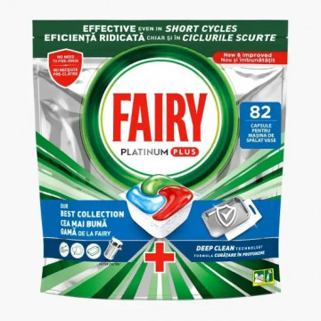 Detergent capsule pentru masina de spalat vase Fairy Platinum Plus Deep Clean 82 buc 1272 g