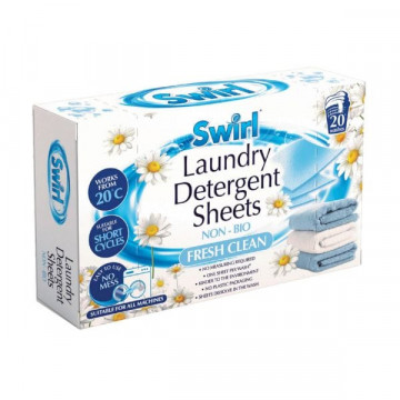 Detergent servetel pentru rufe Swirl Non-Bio Fresh Clean 20 spalari