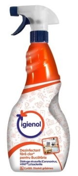 Dezinfectant fara clor pentru bucatarie Igienol spray 750 ml