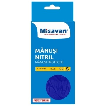 Manusi din nitril pentru protectia mainilor marimea S albastre Misavan 10 buc set