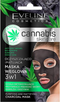 Masca de fata purificatoare si matifianta cu carbune Cannabis Skin Care Eveline 7 ml