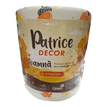 Prosop de hârtie Patrice Decor Toamnă, 4 straturi, 160 de foi, rolă cu frunze și fructe de toamnă