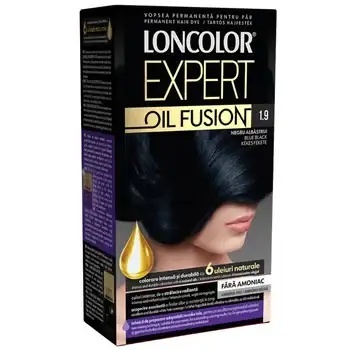 Vopsea permanenta fara amoniac pentru par Loncolor Expert Oil Fusion 1.9 Negru Albastrui