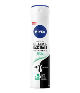 Deodorant antiperspirant spray Nivea Black & White Invisible Fresh + Antibacterial 200 ml
