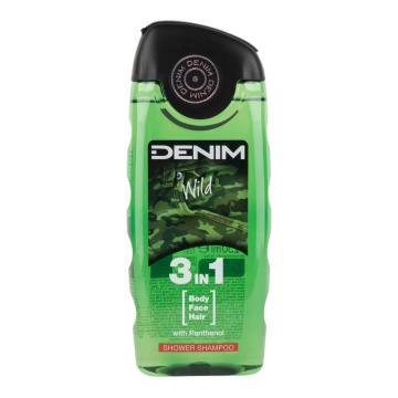 Gel de duș și șampon 3 în 1 Denim Wild pentru bărbați, corp, față și păr, cu pantenol, 250 ml