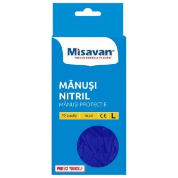 Manusi din nitril pentru protectia mainilor marimea L albastre Misavan 10 buc set