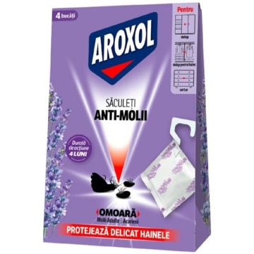 Saculeti antimolii parfum lavanda Aroxol 4 buc/set
