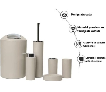 Set accesorii baie 6 piese Torch - crem