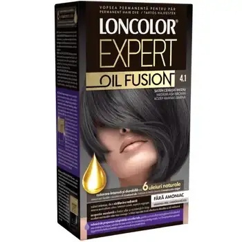 Vopsea de par permanenta fara amoniac 4.1 Saten Cenusiu Mediu Loncolor Expert Oil Fusion
