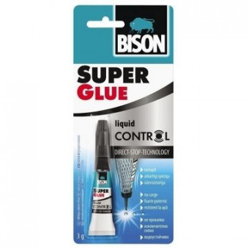 Adeziv cianoacrilat lichid, Super Glue Control, 3 gr Bison
