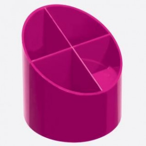 Herlitz Suport instrumente de scris rotund 4 compartimente roz electrizant - Img 1