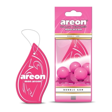 Odorizant auto de agățat Mon Areon Bubble Gum, cartonaș parfumat cu aromă de gumă de mestecat