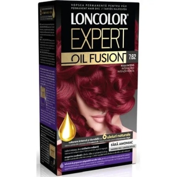 Vopsea de par permanenta fara amoniac 7.62 Rosu Intens Loncolor Expert Oil Fusion