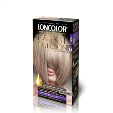 Vopsea permanenta fara amoniac pentru par Loncolor Expert Oil Fusion 8.1 Blond Cenusiu Deschis