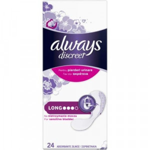 Absorbante zilnice pentru incontinenta urinara Always Discreet Long Plus 24 buc