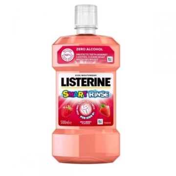 Apa de gura fara alcool pentru copii Listerine Smart Rinse Frutos Rojos 500 ml