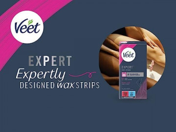 Benzi depilatoare cu ceara pentru picioare & corp cu ulei de migdale, Veet Expert 12 buc