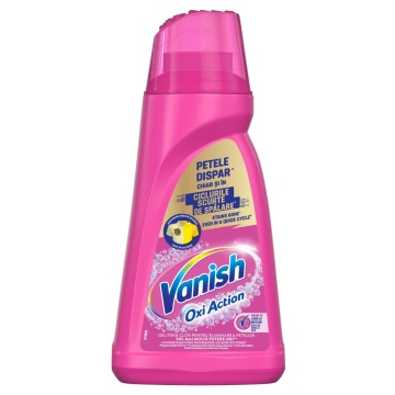 Gel pentru pete Vanish Oxi Action Pink 1 L, fără clor, pentru haine colorate, sigur pe lână și mătase