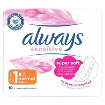 Always Sensitive Normal 1 absorbante fara parfum 10 buc