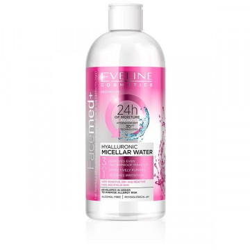 Apa micelara pentru ten uscat si sensibil Hyaluronic Micellar Water Eveline Cosmetics 400 ml