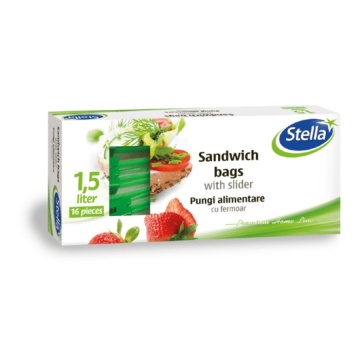 Pungi alimentare cu fermoar 1.5 L Stella 16 buc