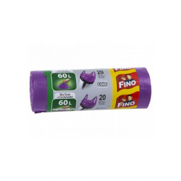 Saci menajeri cu manere mov Fino 60l 20 buc