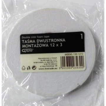 Banda dublu adeziva buretata 12 x 3 Grand