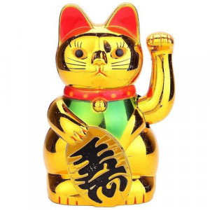 Pisica Maneki Neko pisica norocoasa, pisica banilor, pisica primitoare, aurie