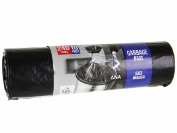 Saci menajeri ultrarezistenti 240 L, 125 x 110 cm negru Ana 10 buc