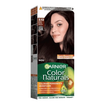Vopsea de păr permanentă Garnier Color Naturals 3.12 Șaten Închis Glacial, cu balsam cu 5 uleiuri