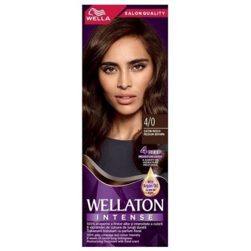 Vopsea de par permenenta Wellaton Intense Color Cream 4/0 Saten Mediu