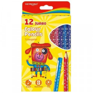 Creioane lungi 12 culori KEYROAD Jumbo triunghiulare KR971349