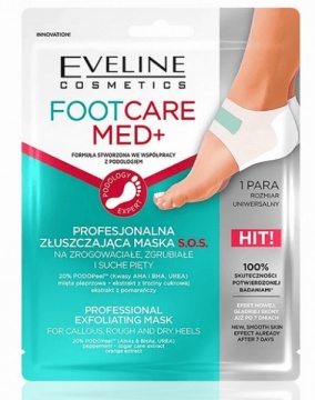 Masca exfolianta pentru calcaie Foot Care Med+ Eveline Cosmetics 1 pereche