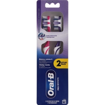 Periuță de dinți Oral-B Pro-3D White cu peri de duritate medie 2 bucăți/set