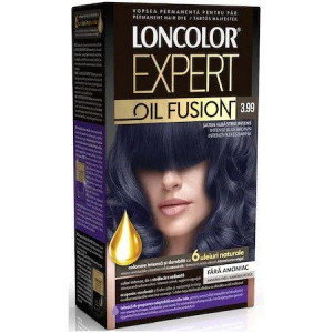 Vopsea de par permanenta fara amoniac 3.99 Saten Albastrui Intens Loncolor Expert Oil Fusion