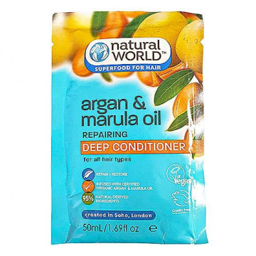 Balsam tratament de par reparator Argan & Marula oil Deep Conditioner Natural World 50 ml - Img 2