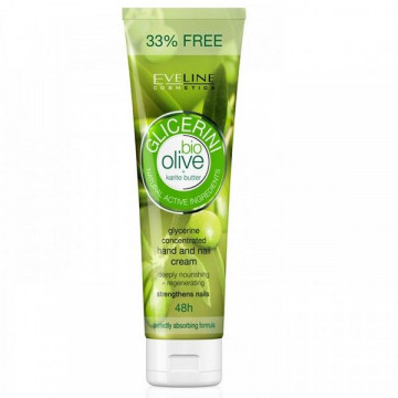 Crema pentru maini si unghii cu glicerina,unt de karite si masline Glicerini bio Eveline Cosmetics 100 ml